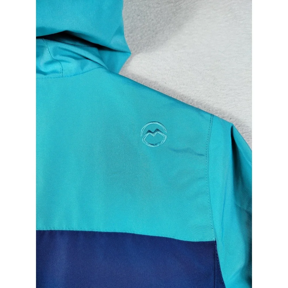 Magellan Outdoors Jacket Mens Small Blue Teal Hooded Fleece Lined Rain Coat